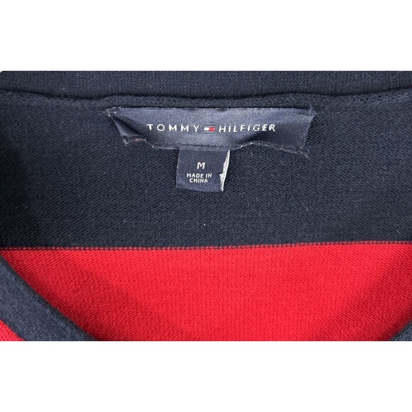 Tommy Hilfiger Women's Medium Red Blue Stripes Rugby Pullover Sweater Preppy - Picture 3 of 8